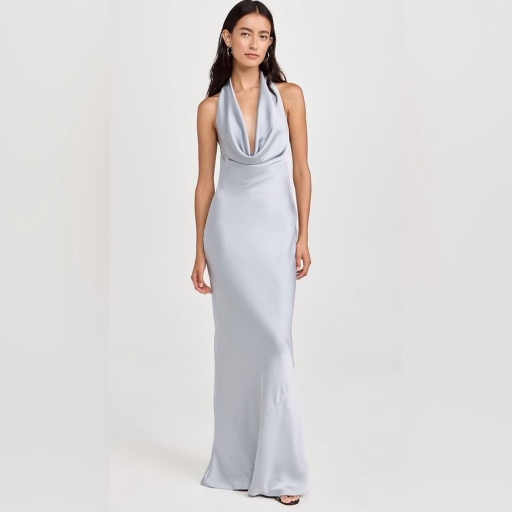 Norma Kamala Halter Drape Bias Gown-